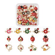 26Pcs 13 Styles Alloy Enamel Connector Charms, with Crystal Rhinestone, Ladybug & Bees & Flower & Butterfly, Mixed Color, 13~23x10~24x3~5mm, Hole: 1.6~2mm, 2pcs/style(ENAM-PJ0001-09)