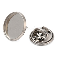304 Stainless Steel Brooch Findings, Brooch Base Settings, Flat Round, Stainless Steel Color, 14x2mm, Tray: 12.5mm(STAS-R123-17A-P)