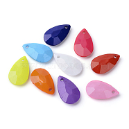Opaque Acrylic Pendants, Faceted, teardrop, Mixed Color, 20x12x5mm, Hole: 2mm, about 850pcs/500g(SACR-517-M)