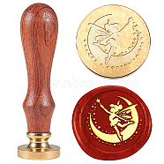 Wax Seal Stamp Set, Sealing Wax Stamp Solid Brass Heads with Wood Handles, for Envelopes Invitations, Gift Card, Fairy, 83x22mm, Stamps: 25x14.5mm(AJEW-WH0208-1503)