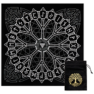 1Pc Lint Square Tarot Tablecloth, Tarot Card Mat, 1Pc Tree of Life Pattern Velvet Packing Pouches, Black, 182~495x128~495x0.3~2mm, 1pc/style(AJEW-CN0002-18)