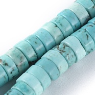 Natural Magnesite Beads Strands, Heishi Beads, Dyed & Heated, Flat Round/Disc, Turquoise, 6x3mm, Hole: 0.8mm, about 152pcs/strand, 15.1 inch(38.5cm)(TURQ-L030-04B-01)
