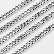 304 Stainless Steel Twist Chains, Soldered, for Men's Chain Necklace Making, with Spool, Stainless Steel Color, 3x2x0.6mm, about 164.04 Feet(50m)/roll(CHS-R004-0.6mm)