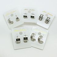 Fashion 304 Stainless Steel Huggie Hoop Earrings, Hypoallergenic Earrings, Stainless Steel Color, 12~12.5x13~13.5x4~9mm, Pin: 0.8mm(EJEW-G124-M16)