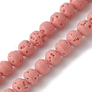 Synthetic Lava Rock Dyed Beads Strands, Round, Pink, 4mm, Hole: 1mm, about 91pcs/strand, 14.96''(38cm)(G-H311-08D-08)