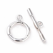Eco-friendly Brass Toggle Clasps, Cadmium Free & Lead Free, Long-Lasting Plated, Ring, 925 Sterling Silver Plated, Ring: 14x10.5x2mm, Bar: 4x17.5x2mm, Hole: 1.2mm(KK-D082-15S)