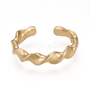 Brass Cuff Rings, Open Rings, Long-Lasting Plated, Twist, Real 18K Gold Plated, Inner Diameter: 17mm(RJEW-Z003-11G)