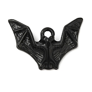 Halloween Spray Painted Alloy Pendants, Bat Shape, Black, 16.5x23x5mm, Hole: 1.8mm(PALLOY-D019-05)