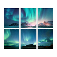 Chemical Fiber Oil Canvas Hanging Painting, Home Wall Decoration, Northern Lights Scenery, Marine Blue, 250x200mm, 6 style, 1pc/style, 6pcs/set(AJEW-WH0173-073)