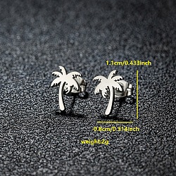 201 Stainless Steel Stud Earrings, Stainless Steel Color, Tree, 8x11mm(FS-WGB18B1-30)