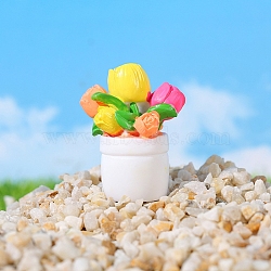 Resin Flower Pot Model, Micro Landscape Home Dollhouse Accessories, Pretending Prop Decorations, Colorful, 37x29mm(PW-WGF944F-04)