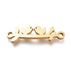 304 Stainless Steel Links Connectors, Laser Cut, Birds and Branch, Golden, 5.5x21x1mm, Hole: 1.5mm(STAS-O128-02G)
