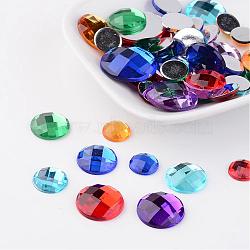 Faceted Imitation Taiwan Acrylic Rhinestone Flat Back Cabochons, Half Round/Dome, Mixed Color, 10~20x3~5mm(GACR-X0002)