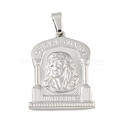 Non-Tarnish 304 Stainless Steel Pendants, Religious Theme Charm, Arch with Jesus, Stainless Steel Color, 25x20x2mm, Hole: 5x3mm(STAS-B071-02D-04P)