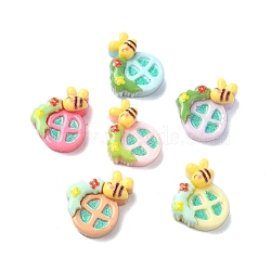 Macaron Color Opaque Resin Decoden Cabochons, Mixed Color, Bees, 9x11x5mm(CRES-Q221-02F)