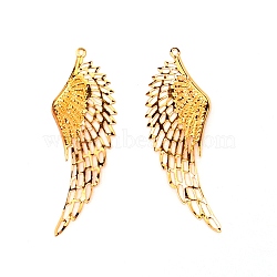 Alloy Pendants, for DIY Necklace Bracelet, Wing, Golden, 70x24x1mm, Hole: 1.5mm, 2pcs/pair(PALLOY-WH0092-02A-G)