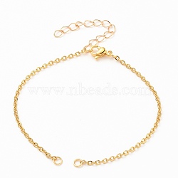 304 Stainless Steel Cable Chain Bracelet Making, with Lobster Claw Clasps and Extension Chain, Golden, 7-1/8 inch(18cm)(AJEW-JB00782-02)