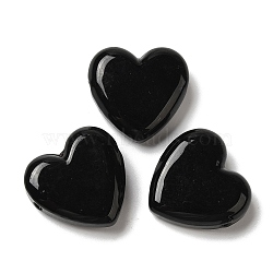 Handmade Lampwork Beads, Heart, Black, 20x20x7mm, Hole: 1.2~1.5mm(LAMP-U002-03F)