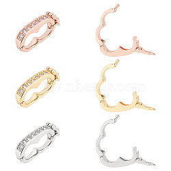Olycraft 6Pcs 3 Colors Rack Plating Brass Micro Pave Cubic Zirconia Twister Clasps, Lead Free & Cadmium Free, Mixed Color, 19x9.5x3mm, 2pcs/color(ZIRC-OC0001-08)