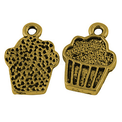 Tibetan Style Alloy Drink Charms, Cupcake, Cadmium Free & Nickel Free & Lead Free, Antique Golden Color, Size: about 16mm long, 11mm wide, 2mm thick, hole: 1.5mm(X-TIBEP-A100748-G-FF)