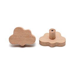 Beech Wood Clothes Hanger, Wall Mounted Coat Hook, for Hat Scarf Handbag Storage Bathroom, Cloud, BurlyWood, 60x42x32.5mm, Hole: 3.5mm(AJEW-WH0282-04)