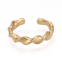 Brass Cuff Rings, Cadmium Free & Lead Free, Open Rings, Long-Lasting Plated, Twist, Real 18K Gold Plated, Inner Diameter: 17mm(RJEW-Z003-11G)