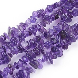 Natural Amethyst Beads Strands, Chips, 5~8mm, Hole: about 0.6mm, about 31~32 inch long(X-F014)