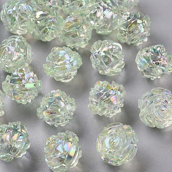 Transparent Acrylic Beads, AB Color, Flower, Yellow Green, 18x16.5mm, Hole: 2.5mm, about 228pcs/500g