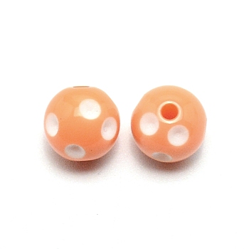 Opaque Resin Beads, Round, for Bubblegum Jewelry Making, Sandy Brown, 12~13x11.5~12mm, Hole: 2mm