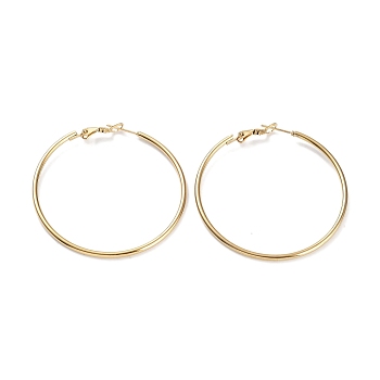 Ring 304 Stainless Steel Hoop Earrings for Women Men, Golden, 12 Gauge, 50x2mm, Pin: 0.6mm