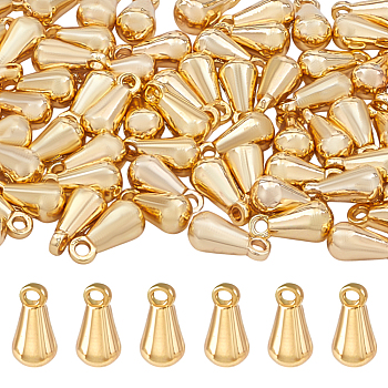 Brass Charms, Chain Extender Drop, Teardrop, Real 18K Gold Plated, 8x4mm, Hole: 1mm