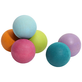 6 Colors Macaron Color Frosted Wooden Ball Toys, Educational Counting Toys, Colorful, 45mm