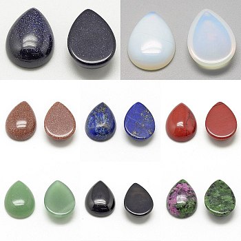 Natural & Synthetic Mixed Gemstone Cabochons, Drop, 17~18x12~13x5mm