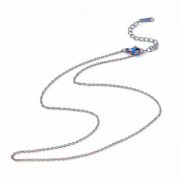 Ion Plating(IP) 304 Stainless Steel Cable Chain Necklace for Men Women, Rainbow Color, 15.75 inch(40cm)
