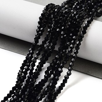 Imitation Austrian Crystal 5301 Bicone Beads, Faceted Glass Beads Strands, Black, 2x3mm, Hole: 0.5mm, about 160~180pcs/strand, 16.54 inch~17.32 inch(42~44cm)