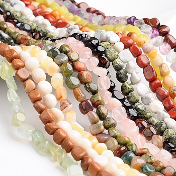 Nuggets Natural & Synthetic Mixed Gemstone Bead Strands, Tumbled Stone, 5~7x6~8mm, Hole: 1mm, about 59~65pcs/strand, 15.74 inch