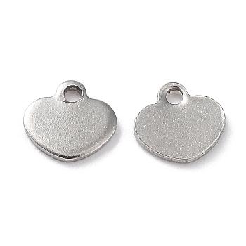 201 Stainless Steel Charms, Heart Charm, Stainless Steel Color, 5.5x5.5x0.6mm, Hole: 1mm