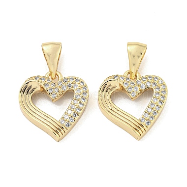 Real 18K Gold Plated Clear Heart Brass+Cubic Zirconia Pendants