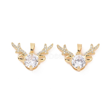 Brass Micro Pave Cubic Zirconia Christmas Deer Pendants(KK-E068-VC421)-2