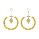 Glass Seed Braided Ring & Rhombus Dangle Earrings(EJEW-MZ00050)-1