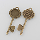 Tibetan Style Antique Bronze Alloy Key Pendant Cabochon Settings(X-TIBEP-M022-03AB-NF)-2