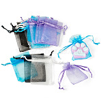 100Pcs 4 Colors Rectangle Organza Drawstring Bags, Wedding Favor Bags, Organza Pouches for Potpourri, with Ribbons, Mother's Day Mother's Day Gift Bags, Mixed Color, 7x5x0.2cm, 25pcs/style(ABAG-TA0002-12)