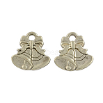 Tibetan Style Alloy Christmas Bell Pendants, Lead Free & Cadmium Free, Antique Silver, 16x16x2mm, Hole: 3mm(X-TIBEP-GC158-AS-RS)