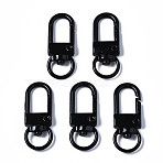 Spray Painted Eco-Friendly Alloy Swivel Snap Hooks Clasps, Cadmium Free & Nickel Free & Lead Free, Black, 33.5x12.5x5mm, Hole: 5x9mm(PALLOY-T080-02A-NR)