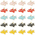 25Pcs 5 Colors Alloy Enamel Pendants, Airplane, Light Gold, Mixed Color, 15~16x20.5~21x2mm, Hole: 1.8~2mm, 5pcs/color(ENAM-YW0006-78)