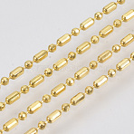Brass Ball Chains, Ball & Bar Faceted Beaded Chains, Long-Lasting Plated, Soldered, with Spool, Cadmium Free & Nickel Free & Lead Free, Golden, 2.5x1.5mm and 1.5mm, about 32.8 Feet(10m)/roll(X-CHC-S008-010D-G)