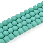 Opaque Glass Beads Strands, Round, Frosted, Turquoise, 6~6.5mm, Hole: 0.9mm, about 67~69pcs/strand, 14.57~14.96''(37~38cm)(X-GLAA-T032-P6mm-MD12)