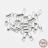 925 Sterling Silver Cord Ends, Silver, 6.5~7x1.8~2mm, Hole: 1.2~1.3mm, Inner Diameter: 1.5mm(STER-F032-09S-1.5mm)