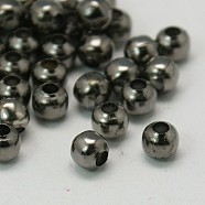 Iron Spacer Beads, Round, Gunmetal, 4mm, Hole: 1.5mm(IFIN-E148Y-B)