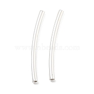 Brass Curved Tube Beads, Cadmium Free & Lead Free, Silver, 20x1.5mm, Hole: 1mm(KK-B120-04B-S)